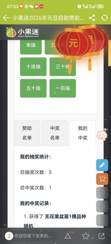 中奖啦，新年好运-小果迷