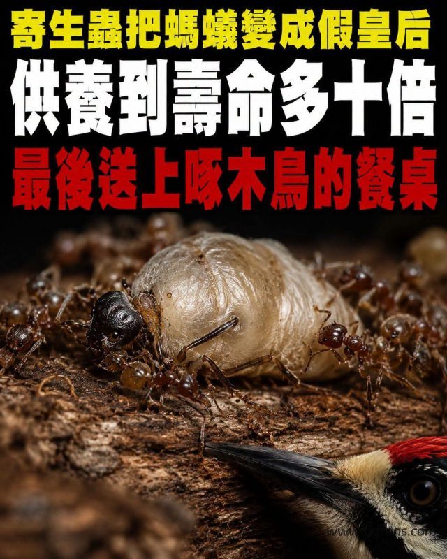 条虫寄生在蚂蚁🐜上-小果迷